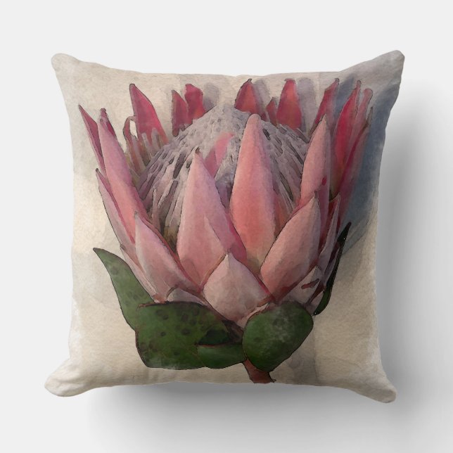 Coussin de papier d'aquarelle King Protea (Recto)
