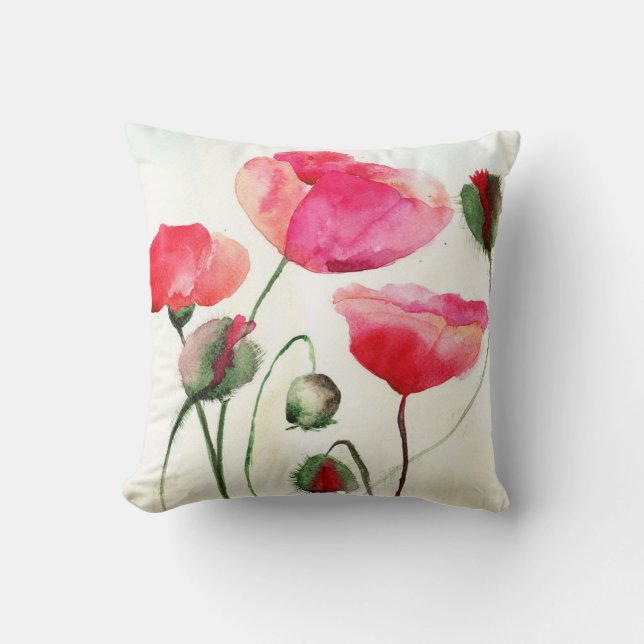 Coussin de pavots de couleur d'eau (Recto)