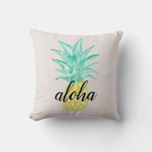 Coussin de peinture à l'aquarelle d'ananas tropica