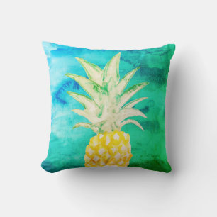 Coussin de peinture à l'aquarelle d'ananas tropica