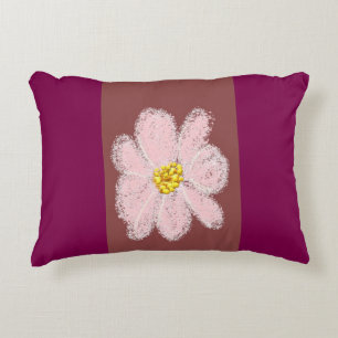 coussin de peinture de fleur rose