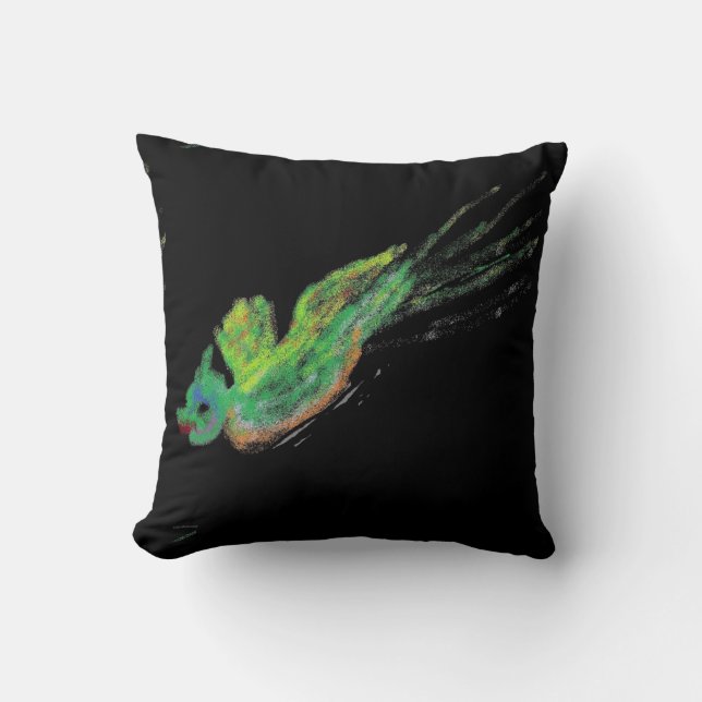 coussin de peinture d'oiseau vert (Recto)