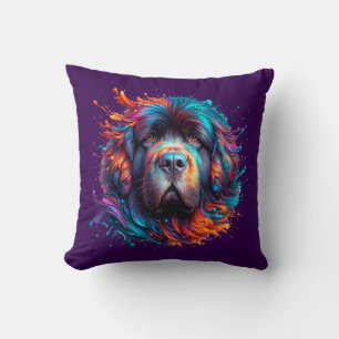 Coussin de peinture pourpre de chien de Terre-Neuv