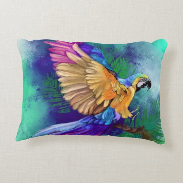 Coussin de perroquet coloré (Dos)