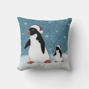 Coussin de pingouins de Père Noël