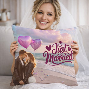 Coussin de plage romantique pour jeunes mariés