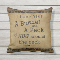 Coussin de plein air je t'aime un boisseau et un p