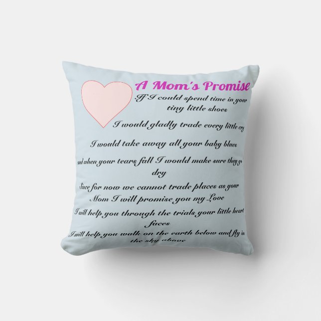 Coussin de poème de la promesse d'une maman (Recto)