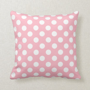 Coussin de points Polka rose et blanc
