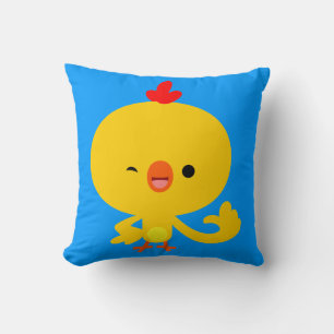 Coussin de poulet de dessin animé mignon et cool