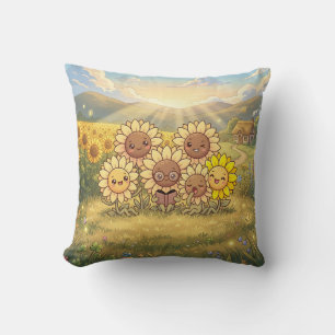 Coussin de prairie tournesol ensoleillé