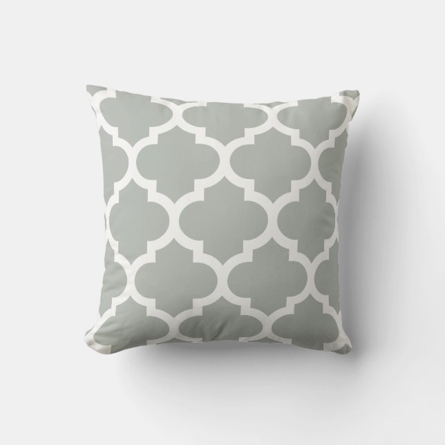 Coussin de Quatrefoil dans le gris argenté (Recto)