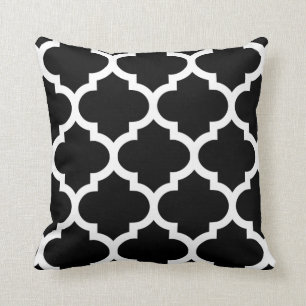 Coussin de Quatrefoil en noir et blanc