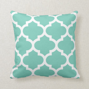 Coussin de Quatrefoil en turquoise