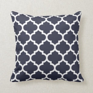 Coussin de Quatrefoil - motif de bleu marine
