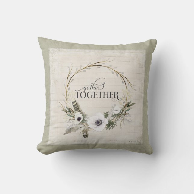 Coussin De rassemblement aquarelle de ferme de typographie (Recto)