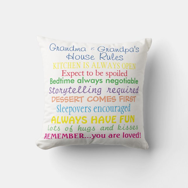 Coussin de règles de la Chambre des grands-parents (Recto)