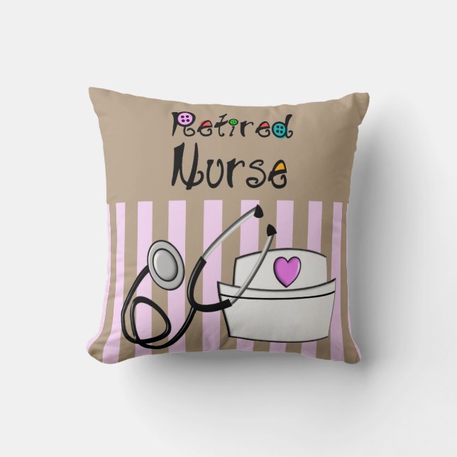 Coussin de retraite infirmière rose et Brown (Recto)