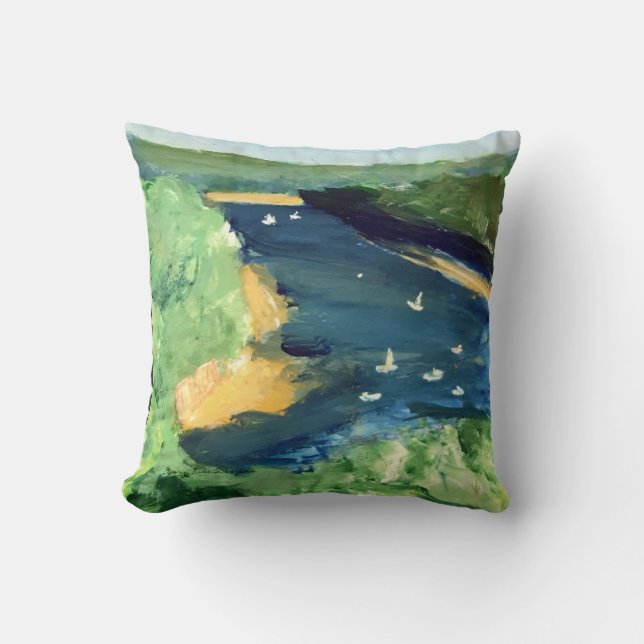 Coussin de scène de la rivière d'art australien (Recto)