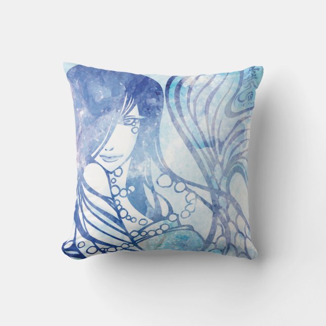 Coussin de "sirène de perle" de zen de SajuArt (Recto)