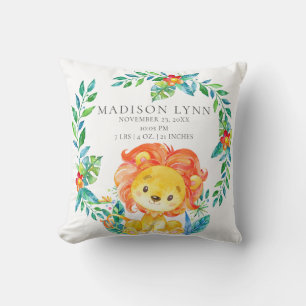 Coussin de stat de naissance de bébé de lion de