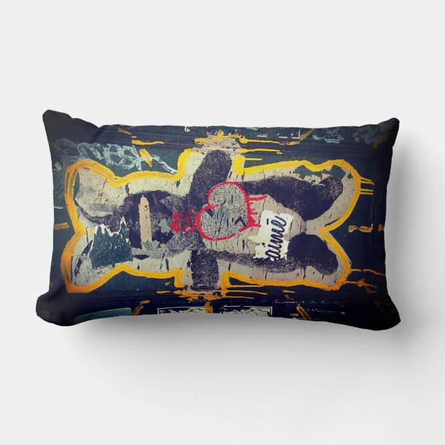 Coussin de Streetart de lapin de Je T'aime (Recto)