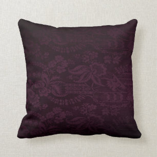 Coussin de style damassé violet foncé