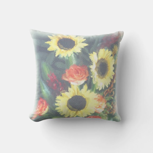 Coussin de Sunflower et MoJo d'Amérique Rose (Recto)