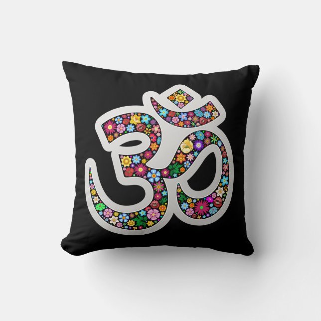 Coussin de symbole de yoga de l'OM Aum Namaste (Recto)