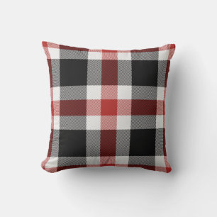 Coussin De Tartan Rouge Et Noir