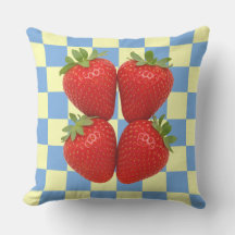 Coussin de terrasse à damier de fraise