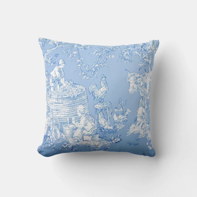 Coussin de toile bleue française (Recto)