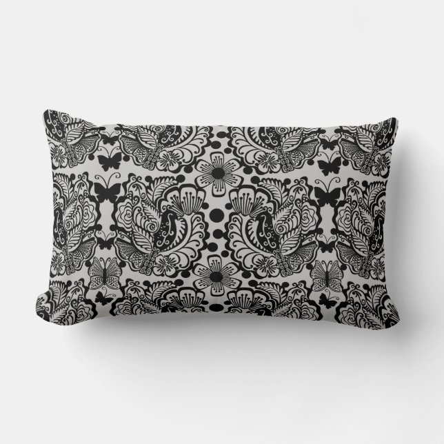 Coussin de Toile d'oiseaux et de papillons (Recto)