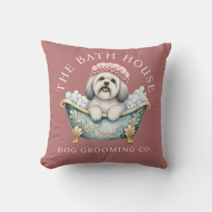 Coussin de toilettage pour chien Lhasa Apso rose p