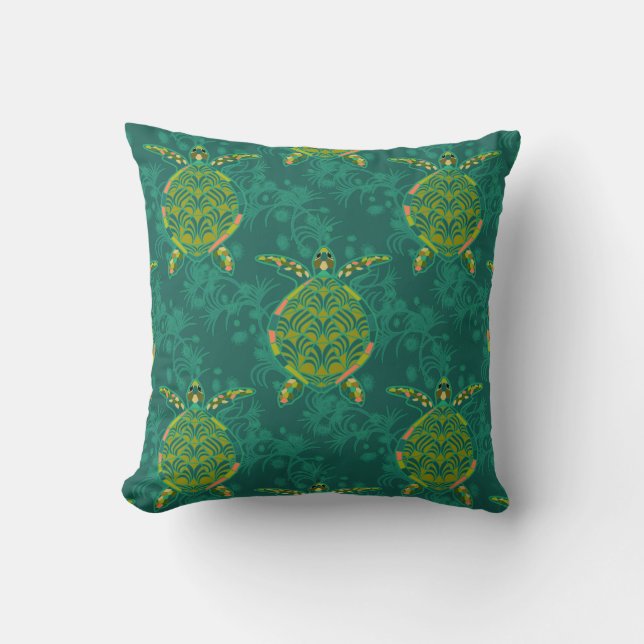 Coussin de tortue marine Aquamarine (Recto)