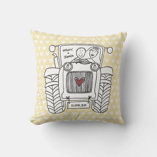 Coussin de tracteur de Mariage campagnard personna (Recto)