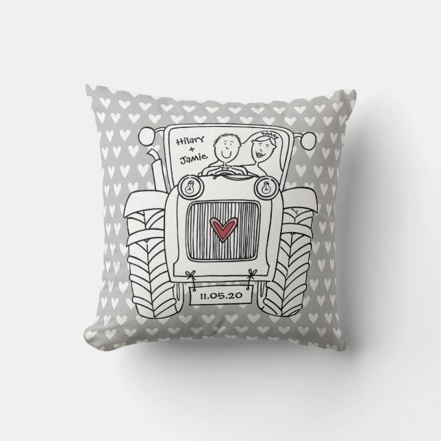 Coussin de tracteur de Mariage campagnard personna (Recto)