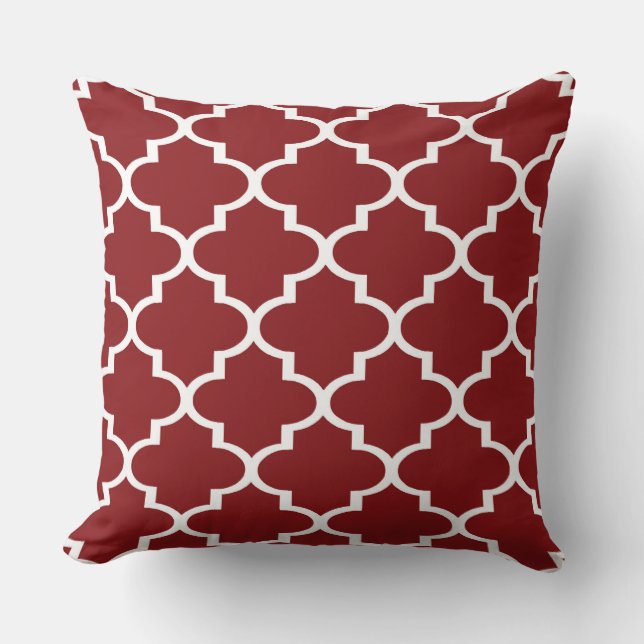 Coussin de treillis Quatrefoil Blanc Bourgogne (Recto)