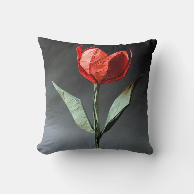 Coussin de tulipe rouge stylisé (Recto)
