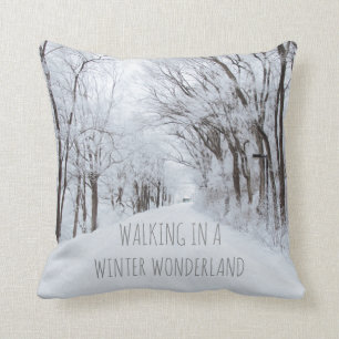 Coussin de vacances de scène de neige du pays des