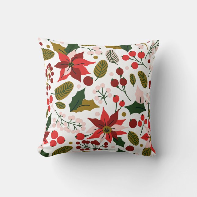 Coussin de vacances d'hiver Poinsettia (Recto)