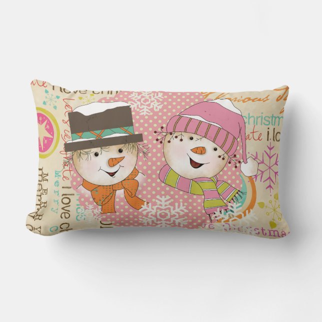 Coussin de vacances Snowmen à deux points et typog (Recto)