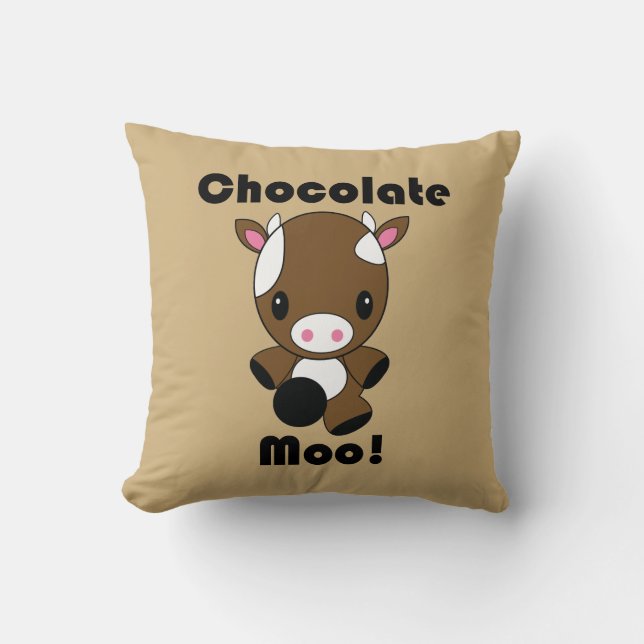 Coussin de vache à MOO Kawaii de chocolat (Recto)