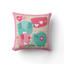 Coussin de Valentine customisé par éléphants