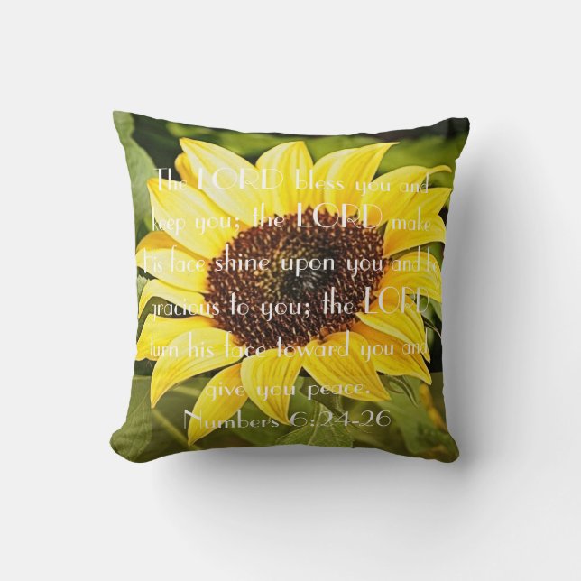 Coussin de vers de bible de tournesol du jour de (Recto)