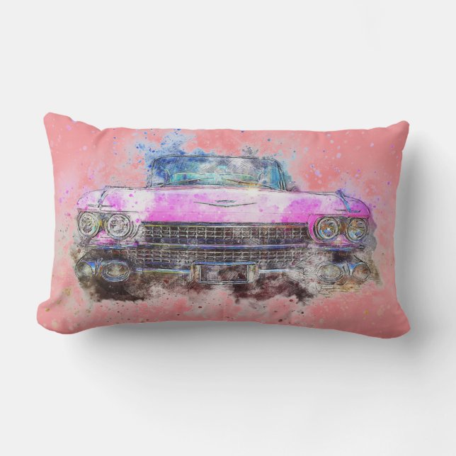 Coussin de voiture rose aquarelle (Recto)