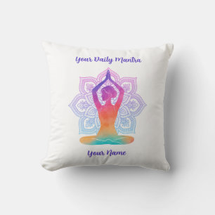 Coussin de yoga personnalisé avec nom et mantra