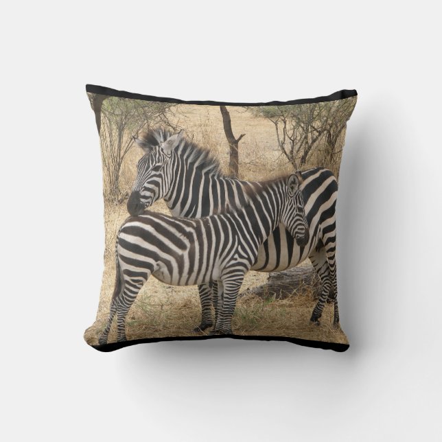 Coussin de zèbre de mère et de bébé (Recto)