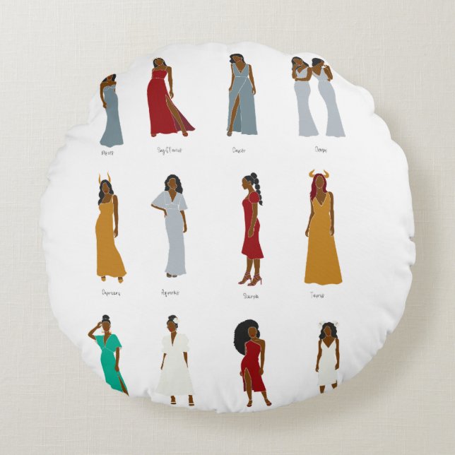 Coussin de Zodiac de la femme noire (Devant)