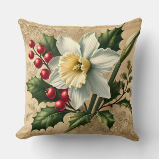 Coussin December Narcissus & Holly Birth Month
